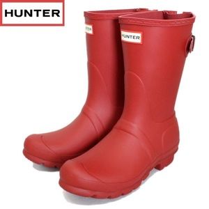 Hunter Matte Red Short Back Adjustable Rain Boots